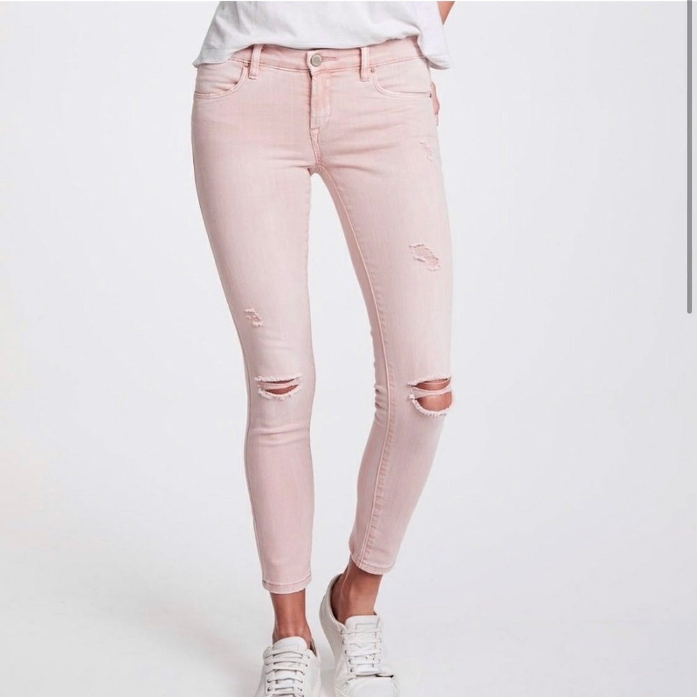 Blank NYC Intro Pink Distressed Midrise Skinny Jeans Size 28